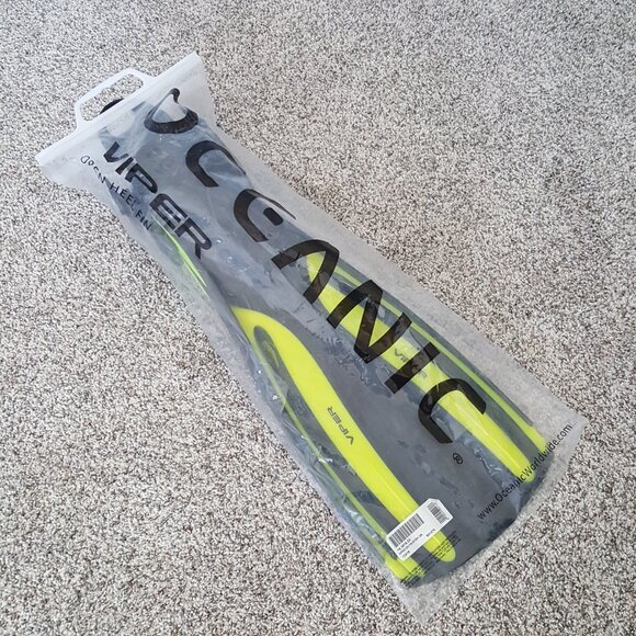 NEW Oceanic Viper OH Fins Open Heel Scuba Diving Snorkeling Yellow Black Adjust - Picture 3 of 8